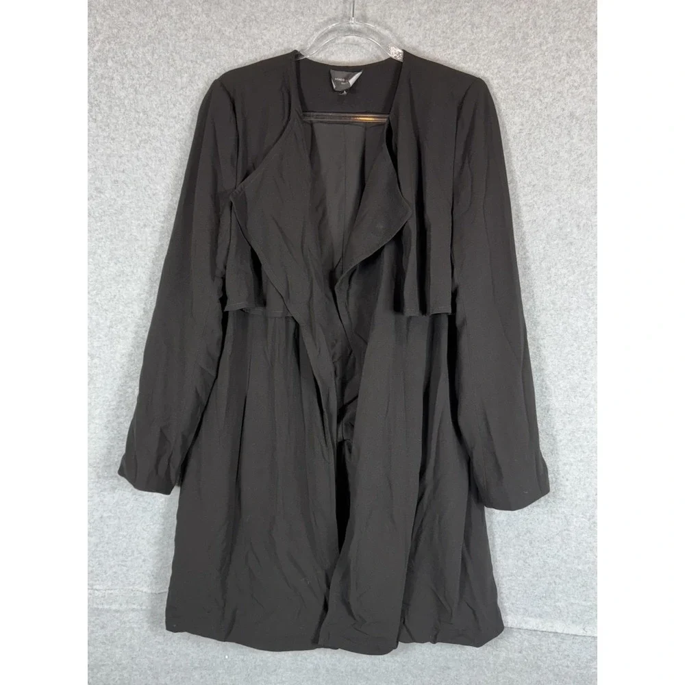 Romeo Juliet Couture Jacket Womens Large Black Long Open Front Drape Lightweight